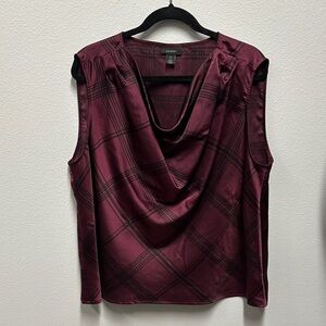 Halogen Elegant Burgundy Plaid Women's Top - size XL